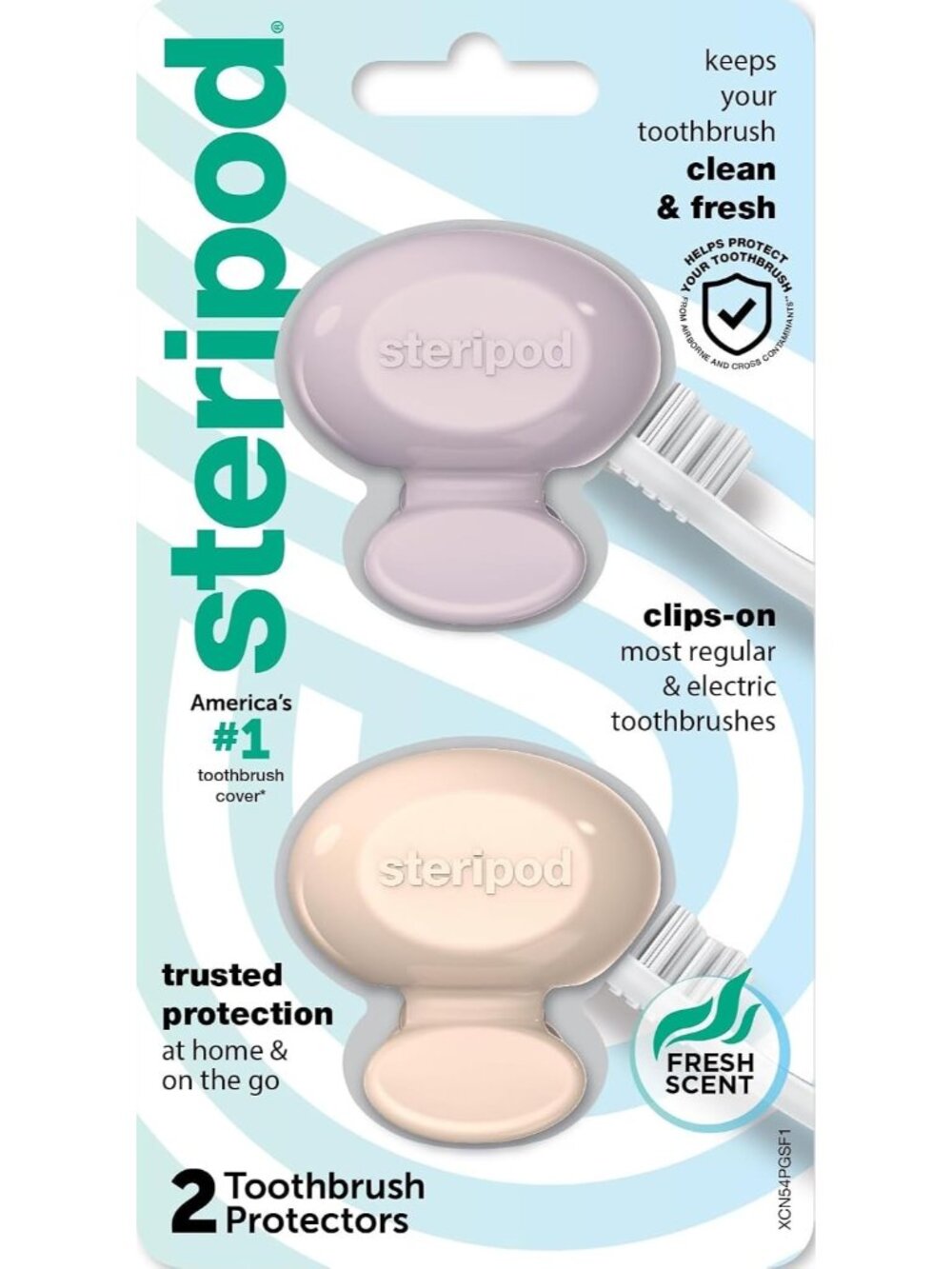 Clip-On Toothbrush Protector, Pink/Blue, 2 Count